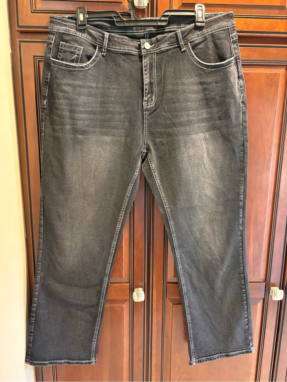 Women's Stretch Denim Jeans Cross Embroidered Back Pockets - 4XL